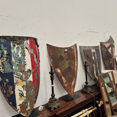 Lot 2348 - Four large ornamental battle shields.  Prov....