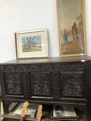 Lot 2387 - An 18th-century carved oak coffer.