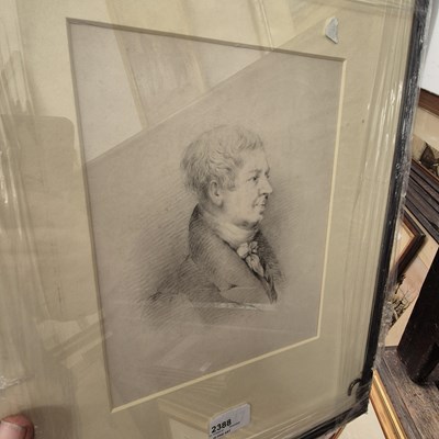 Lot 2388 - A 19th-century pencil portrait.
