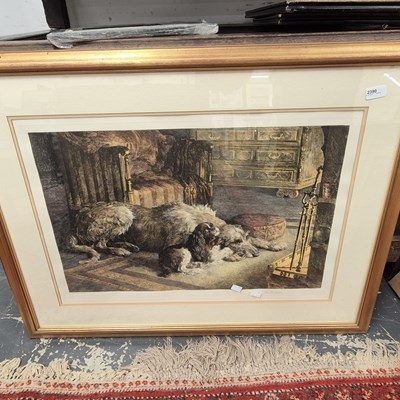 Lot 2390 - A large vintage colour print, dogs by the...