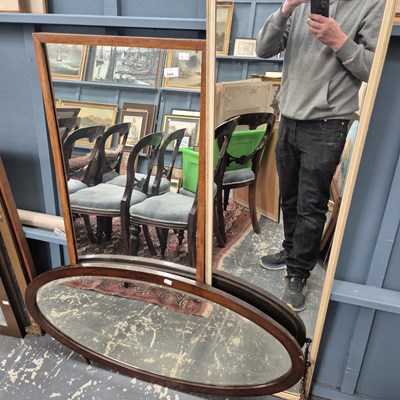 Lot 2435 - Two robing mirrors and an oval wall mirror.