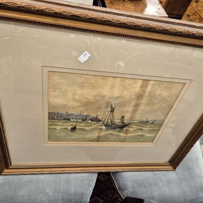 Lot 2444 - A pair of watercolours, coastal scenes with...