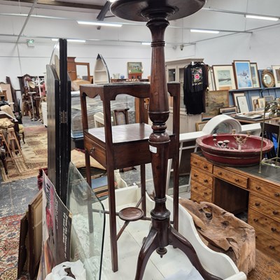 Lot 2445 - A mahogany torcher and a wash bowl stand.