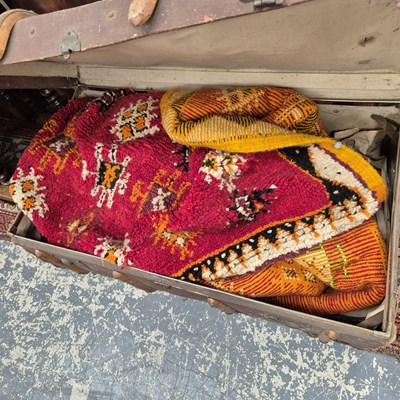 Lot 2456 - A large North African wool carpet and a cabin...