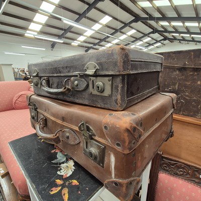 Lot 2477 - Two leather suitcases.
