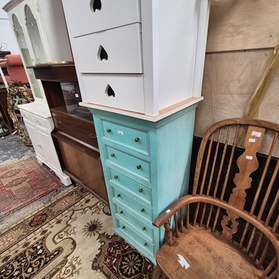 Lot 2496 - A six-drawer tall chest and a bedside chest.