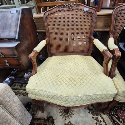 Lot 2512 - A pair of French bergere armchairs and a...