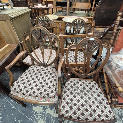 Lot 2517 - A set of six Hepplewhite-style mahogany dining...