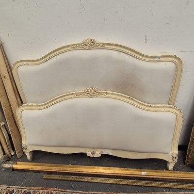 Lot 2528 - A French-style double bed with a painted show...