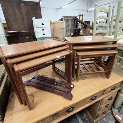 Lot 2543 - Two retro teak nest of tables.