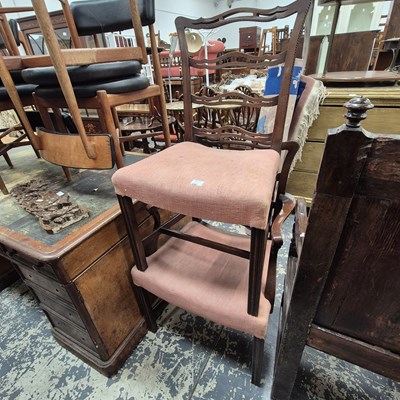 Lot 2561 - Two Georgian-style ladder-back chairs.