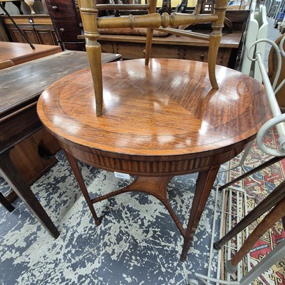 Lot 2567 - An antique satin-wood and inlaid centre table.