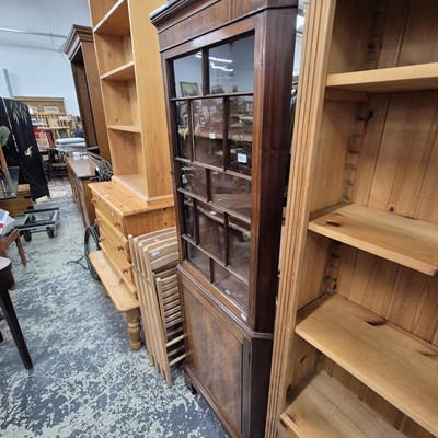Lot 2585 - A glazed mahogany corner cabinet.