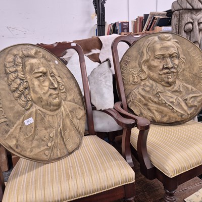Lot 2623 - Three embossed gilt brass wall panels. Prov....