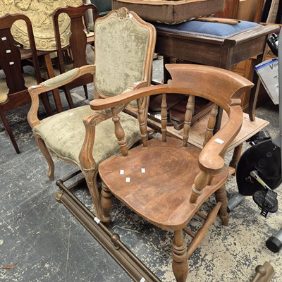 Lot 2624 - A French-style armchair and a captain's chair.