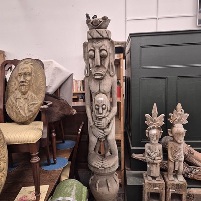Lot 2630 - A large Indonesian carved wood male figure...