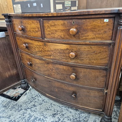 Lot 2641 - An early Victorian mahogany bow-front chest of...