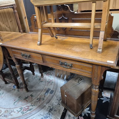Lot 2645 - A late Victorian oak wash stand/side table...