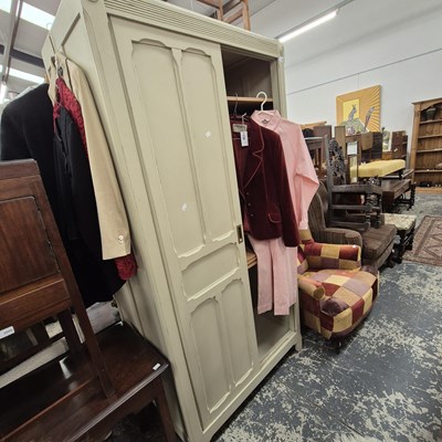 Lot 2659 - A painted wardrobe with sliding doors. H 200 x...