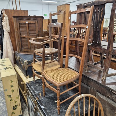 Lot 2665 - Two French high-back chairs and a child chair.