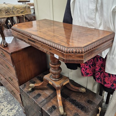 Lot 2676 - A regency fold-over card table.