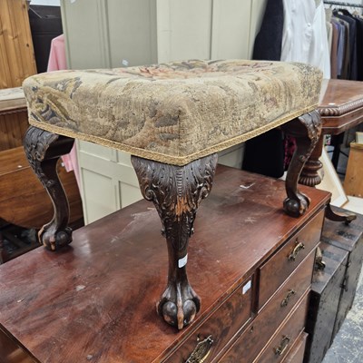 Lot 2679 - A Georgian-style dressing stool with tapestry...