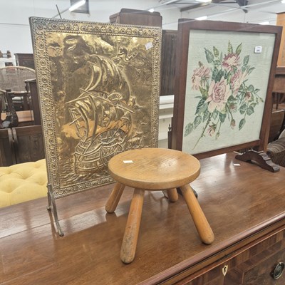 Lot 2683 - Two fire screens and a stool.