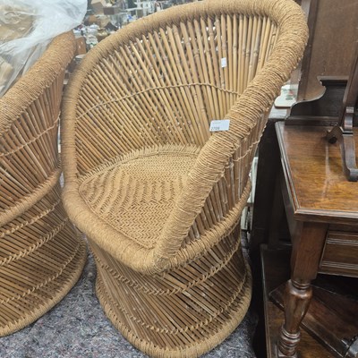 Lot 2706 - A pair of bamboo conservatory chairs.