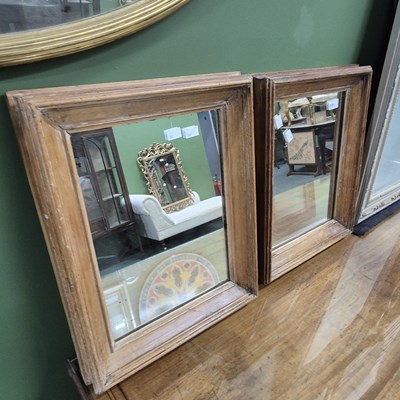 Lot 2776 - A pair of small pine-framed mirrors.