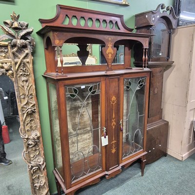 Lot 2781 - An impressive Edwardian inlaid and lead-glazed...