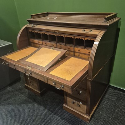 Lot 2795 - A Victorian mahogany cylinder top desk.