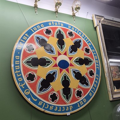 Lot 2814 - A large hand-painted circular panel.