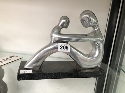Lot 205 - A modernist alloy sculpture, mother and child.
