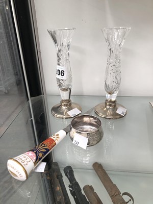Lot 206 - A pair of hallmarked silver and glass bud...