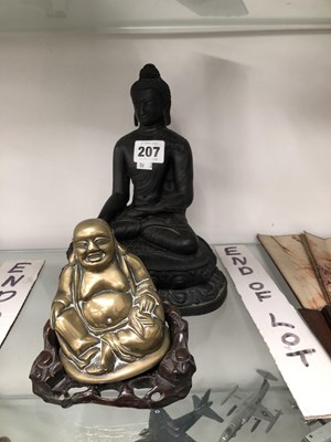 Lot 207 - Two bronze figures of Buddha.