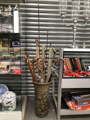 Lot 235 - An antique bamboo shooting stick, various...