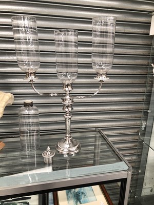 Lot 236 - A pair of large silver-plated candelabra with...