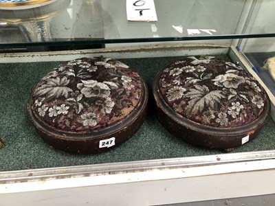 Lot 247 - A pair of antique beadwork stools.