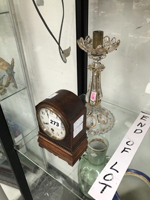 Lot 273 - A Victorian enamelled glass lustre base and a...