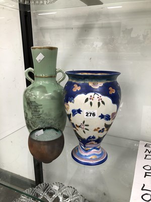 Lot 276 - A large Carlton ware vase, a Japanese celadon...