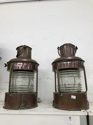 Lot 283 - A pair of copper ship's masthead lamps.