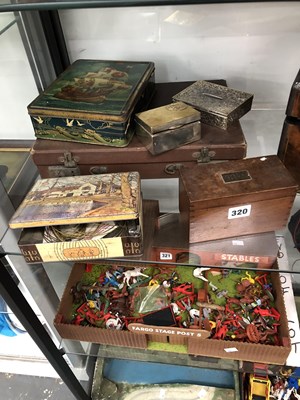 Lot 320 - Antique and vintage boxes, to include a silver...