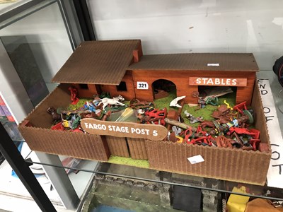 Lot 321 - Vintage Rodeo toy stable, including figures by...