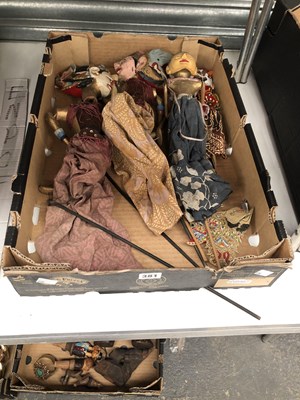 Lot 381 - vintage hard carved and painted puppets