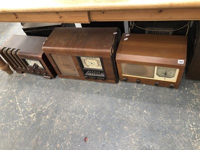 Lot 389 - Five vintage wooden cased radios and a similar TV