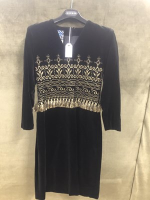 Lot 162 - A Vintage Zandra Rhodes black velvet and gold...