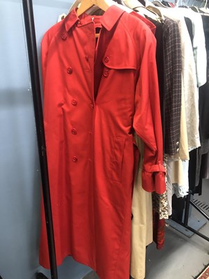 Lot 165 - A red lady's Burberry trench coat size 10 Ex...