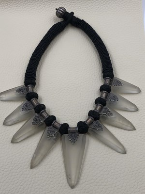 Lot 8 - A vintage beaded and frosted glass graduating...