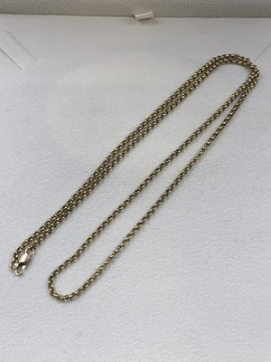 Lot 11 - A 9ct hallmarked gold belcher chain. Length 56...