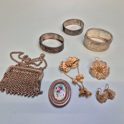 Lot 34 - Two antique hallmarked silver bangles, a...